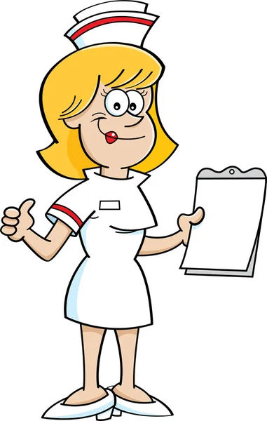 Γελοιογραφία νοσοκόμα με ένα πρόχειρο — Διανυσματικό Αρχείο