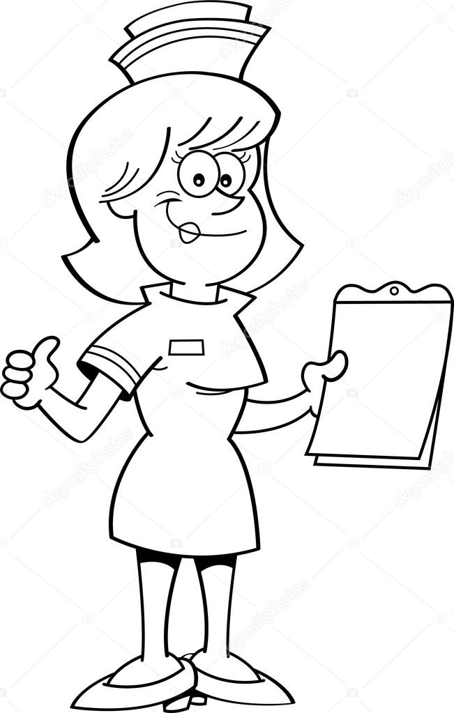 Cartoon nurse with a clipboard