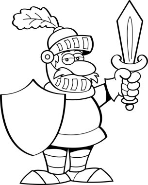 kılıç ve kalkan karikatür knight