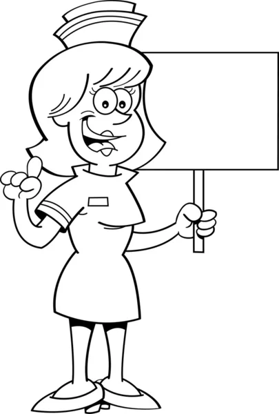 Cartoon nurse holding a sign. — Stock Vector