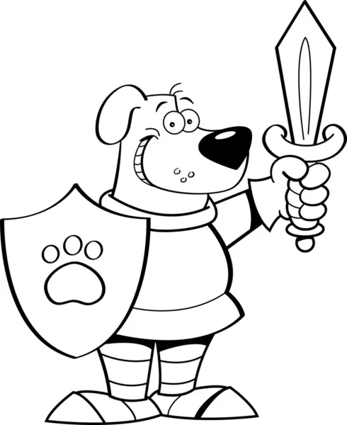 Şövalye olarak giyinmiş karikatür köpek. — Stok Vektör