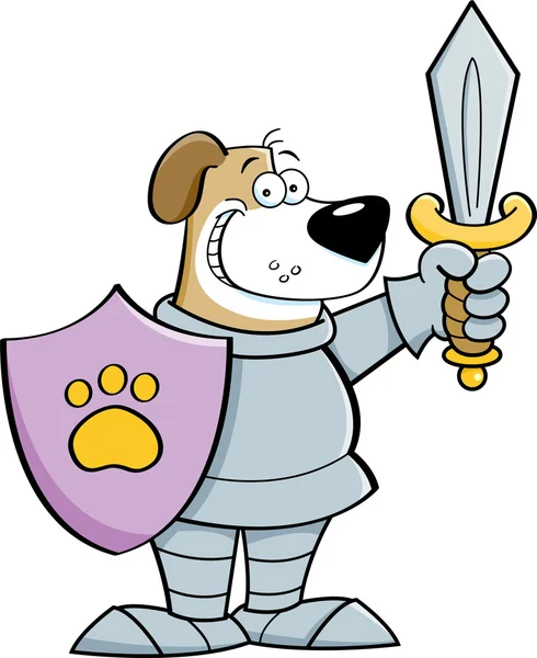 Cartoon dog dressed as a knight. — Stock Vector