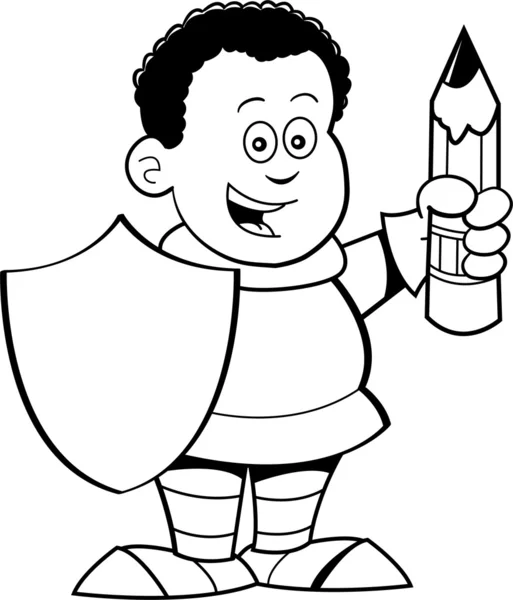 Cartoon boy dressed as a knight — Stock Vector