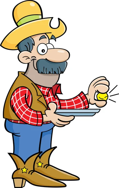 Cartoon prospector met een Gouden Goudklompje — Stockvector