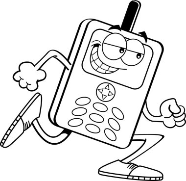 karikatür cep telefonu çalıştıran.