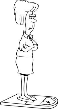 bir ölçekte karikatür kızgın kadın