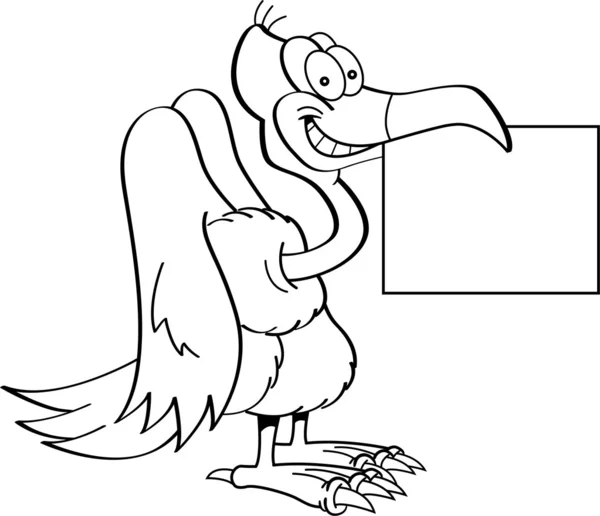 Cartoon buzzard holding a sign. — Stock Vector