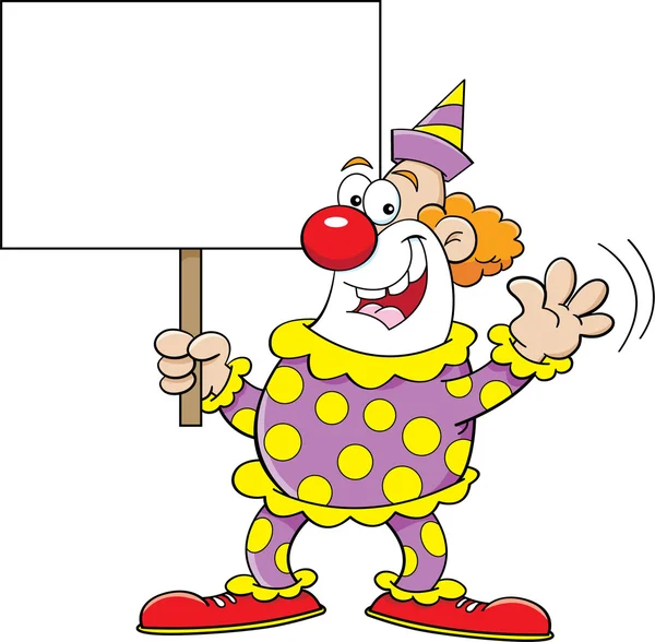 Cartoon clown holding a sign — Stock Vector