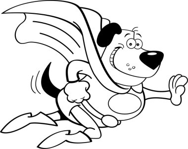 bir süper kahraman gibi giyinmiş karikatür köpek.