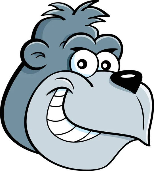 Desenhos Animados Ilustração Uma Feliz Cabeça Gorila Sorridente — Vetor de Stock