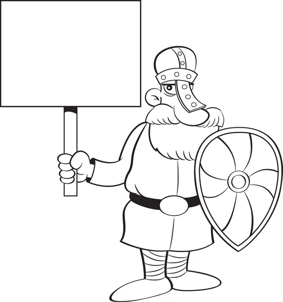 Black White Illustration Norman Knight Holding Shield Large Sign Royalty Free Stock Vectors