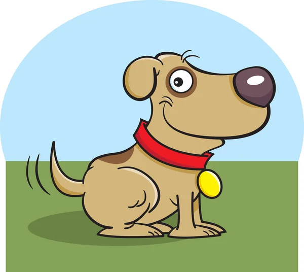 Kreskówka Ilustracja Szczęśliwego Uśmiechniętego Psa Obrożą Psa — Wektor stockowy