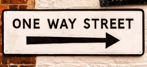 Modern One Way Street Sign Wall Showing Direction Left Right — Zdjęcie stockowe