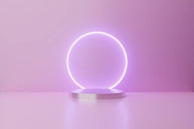 3 boyutlu neon pembe arkaplan, kaidesi, 3 boyutlu illüstrasyon.