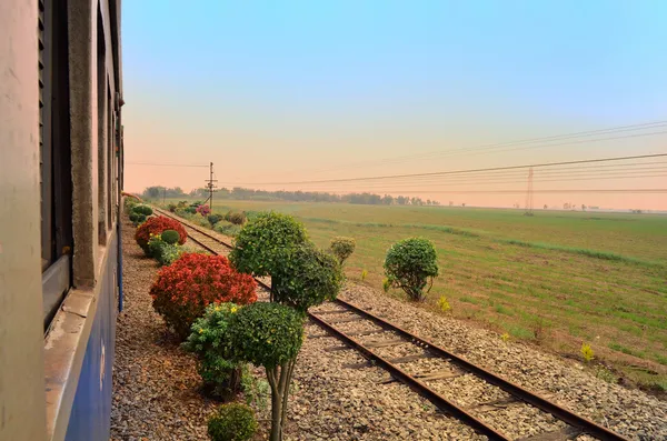 Sun rise train — Stock Photo, Image