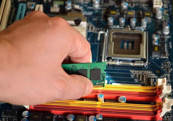 Installing RAM computer memory — Stock Photo, Image