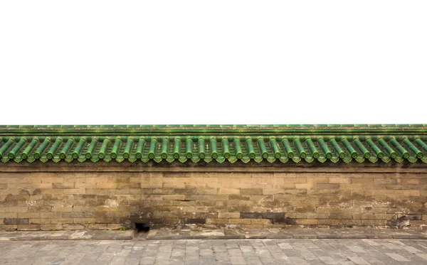 Ladrillo pared de arenisca con azulejos de techo de cristal verde —  Fotos de Stock