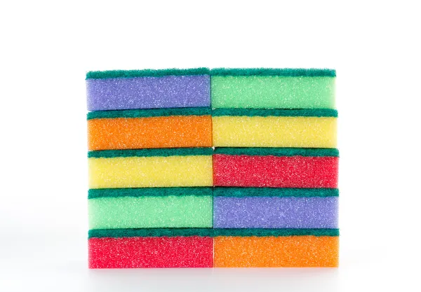 iki deste: aşındırıcı ped ile renkli temizlik süngerleri