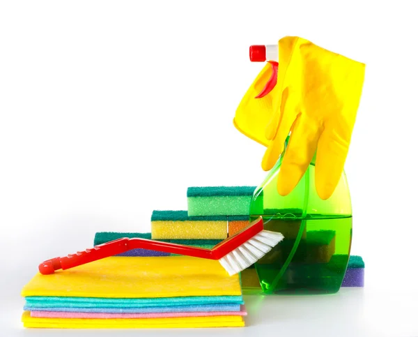 Various cleaning products displayed — Stock Photo, Image