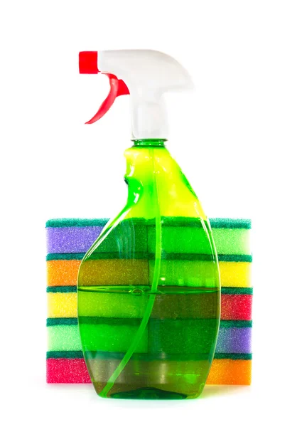 Spray bottle for a stack of sponges — Stock Photo, Image