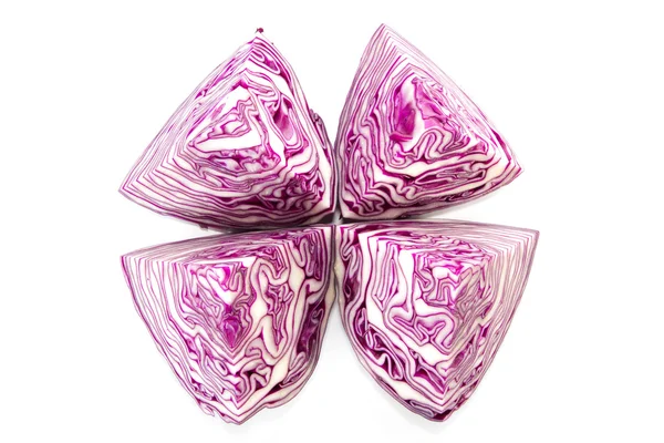 Half a red cabbage cut into four quarters — Stock Photo, Image