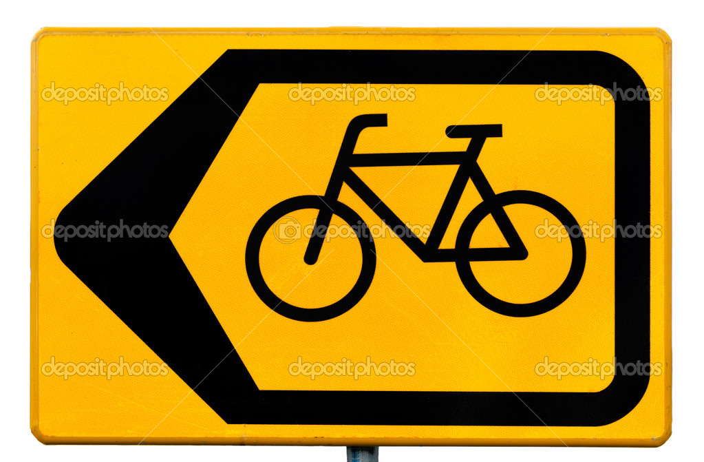 Road sign for cyclists indicating a traffic diversion