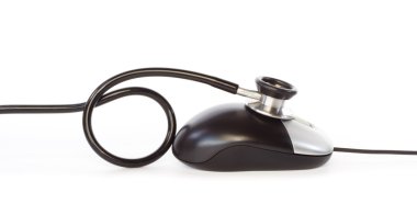 bilgisayar fare stetoskop tarafından incelenir