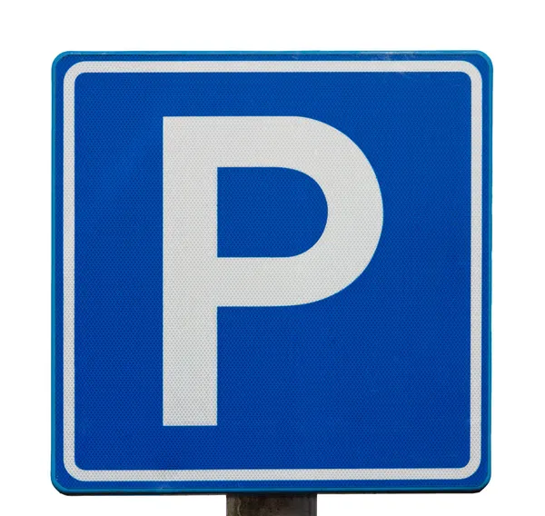 Sinal de estacionamento azul europeu — Fotografia de Stock
