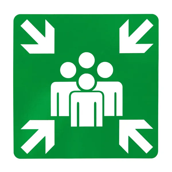 Green assembly point sign — Stock Photo, Image