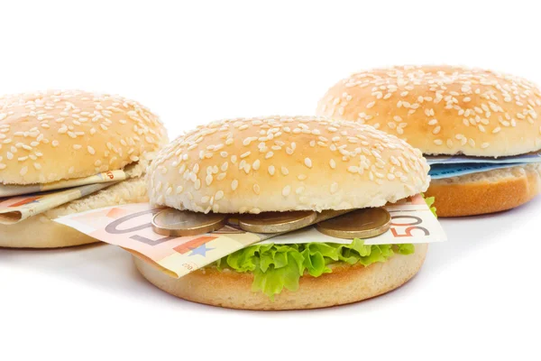 Hamburger con condimenti Euro e lattuga — Foto Stock