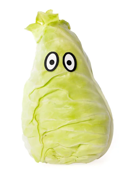 Pointed cabbage head with eyes and crest — Stock Photo, Image