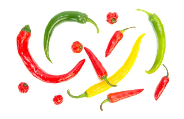 Various colored hot peppers — Stock Photo, Image