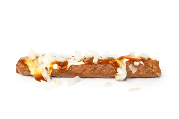 Frikandel speciaal, un snack holandés de comida rápida —  Fotos de Stock