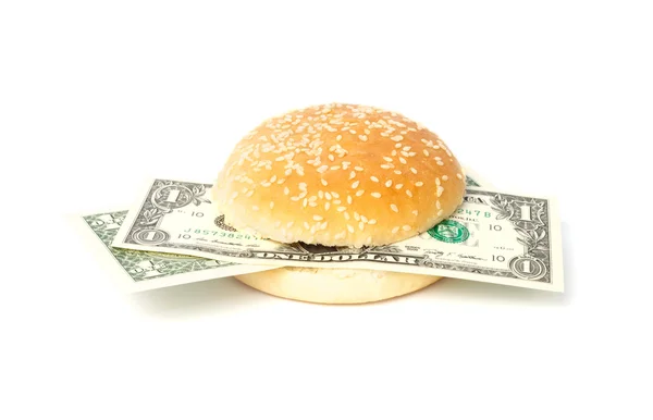 Dollar burger dengan catatan bank — Stok Foto
