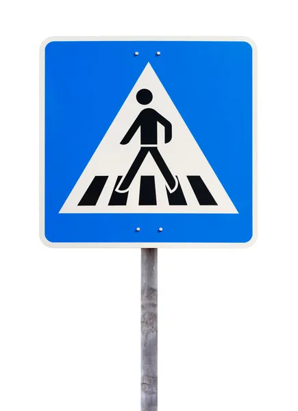 Blue square traffic sign for pedestrian crossing — Stock Photo, Image