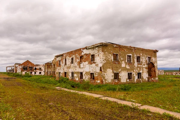 Abandoned Ruined City Tundra North Komi Russia Settlement Khalmer — Stock Photo, Image