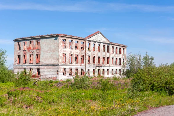 Vorkuta Russia July 2021 Old Abandoned School Ghost Town Oktyabrsky — Stock Photo, Image