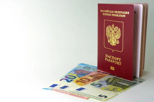 Passeport Russe Pour Les Voyages Étranger Est Vertical Plusieurs Billets — Photo