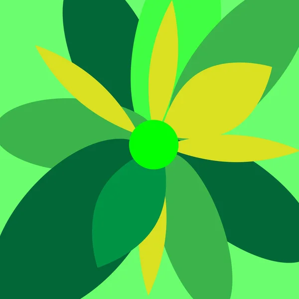 Flor Abstrata Com Pétalas Verdes Amarelas Antecedentes Para Vários Projetos — Vetor de Stock