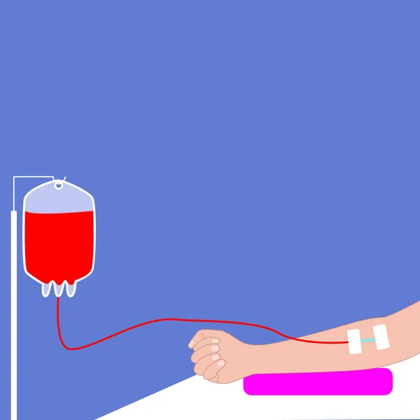 Sick Patient Receives Donor Blood Medical Facility — стоковый вектор