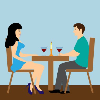 Genç bir çift öğle yemeği yiyor..