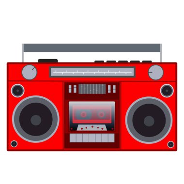 Beyaz arkaplanda taşınabilir stereo kaydedici.