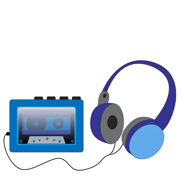 Reproductor Cassette Auriculares — Vector de stock