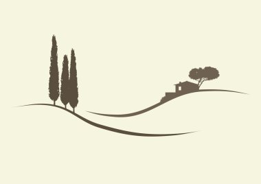 Cypress trees and finca clipart