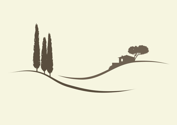 Cypress trees and finca