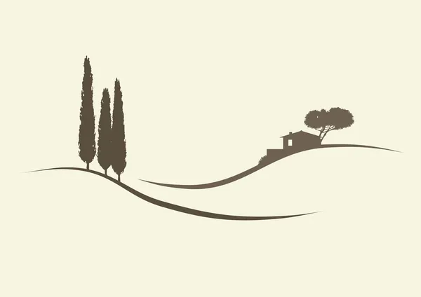 ヒノキの木とフィンカ — ストックベクタ