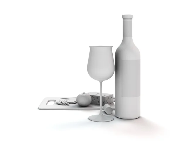 Wine still live in white — Stock Photo, Image