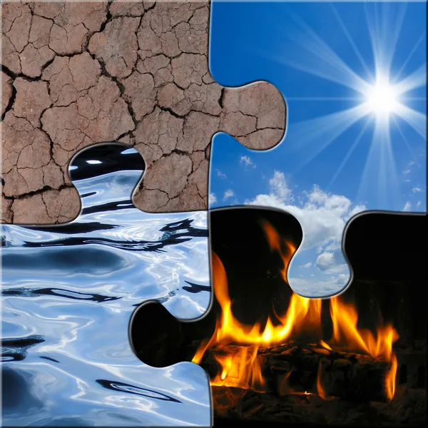 The four elements puzzle — Stock Photo, Image