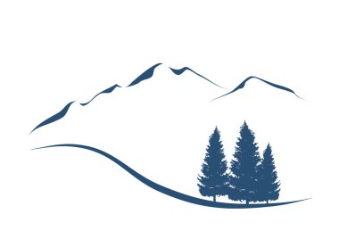 Mountains and firs clipart