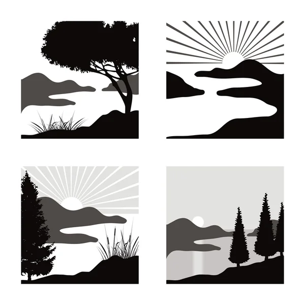 Pictogramas de paisaje — Vector de stock